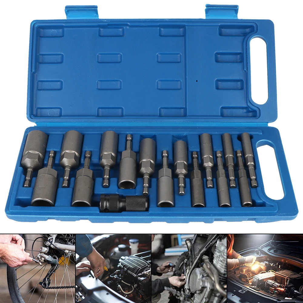 

Electric Drill Socket Head Portable Auto Accessories Universal Removal Tools 16PCS/Set Socket Wrench Bar Car Repair Tools