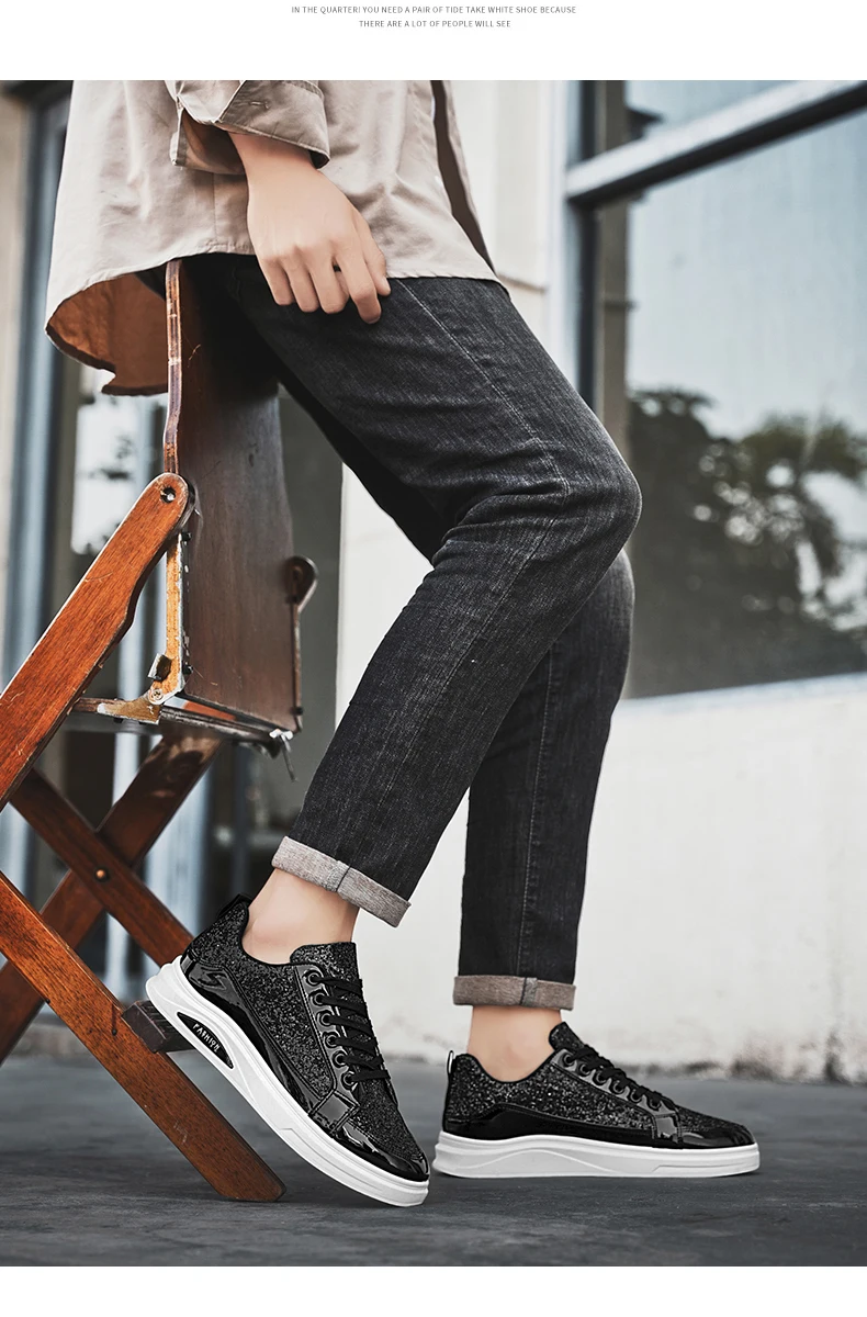Neue Frühlings- und Herbst-Herrenschuhe mit Pailletten, Modische Britische Freizeitschuhe, Trendige Schuhe, Vielseitige Niedrige Sportsneaker – Detail 16