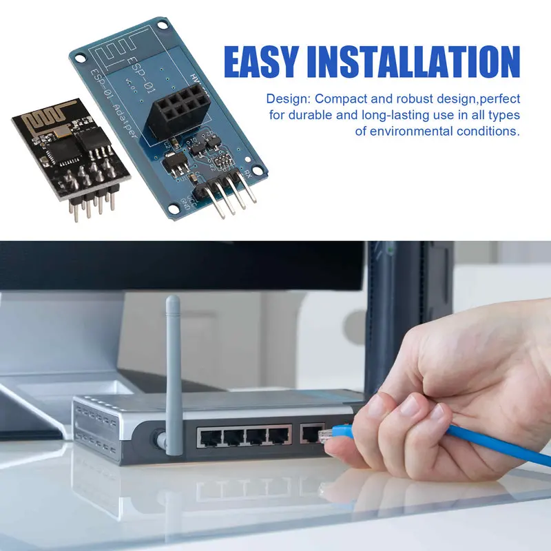 Módulo adaptador sem fio WiFi, ESP8266 ESP-01, 3.3V 5V, Esp01, PCB Breakout Adaptadores