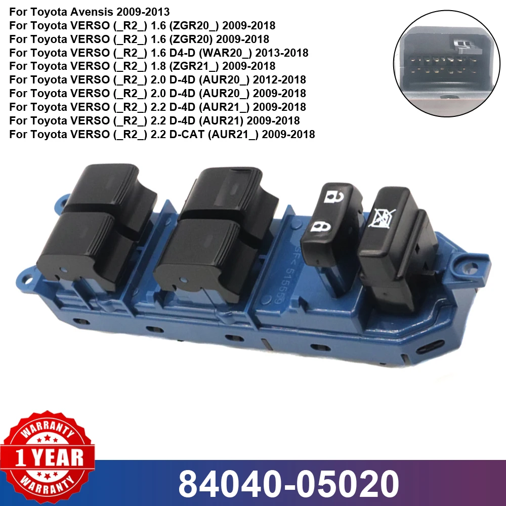 

84040-05020 Новые главные переключатели управления стеклоподъемниками автомобиля подходят для Toyota Avensis Verso 2009-2013 8404005020 84040 05020