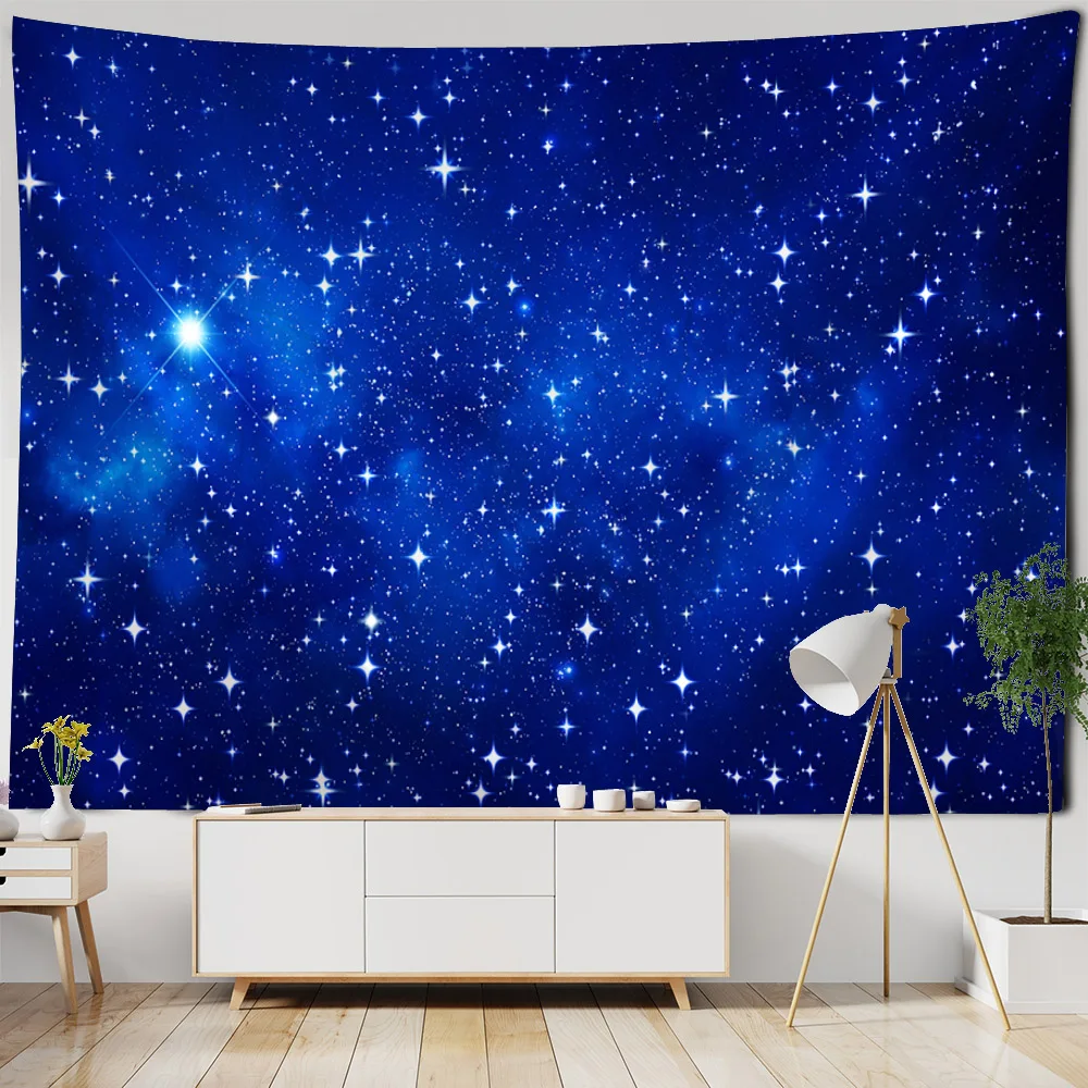 Bohemian Starry Sky Wall Tapestry Kawaii Children's Tenant Hall Bedroom Hanging Art Decoration Night Sky Planet Background Cloth