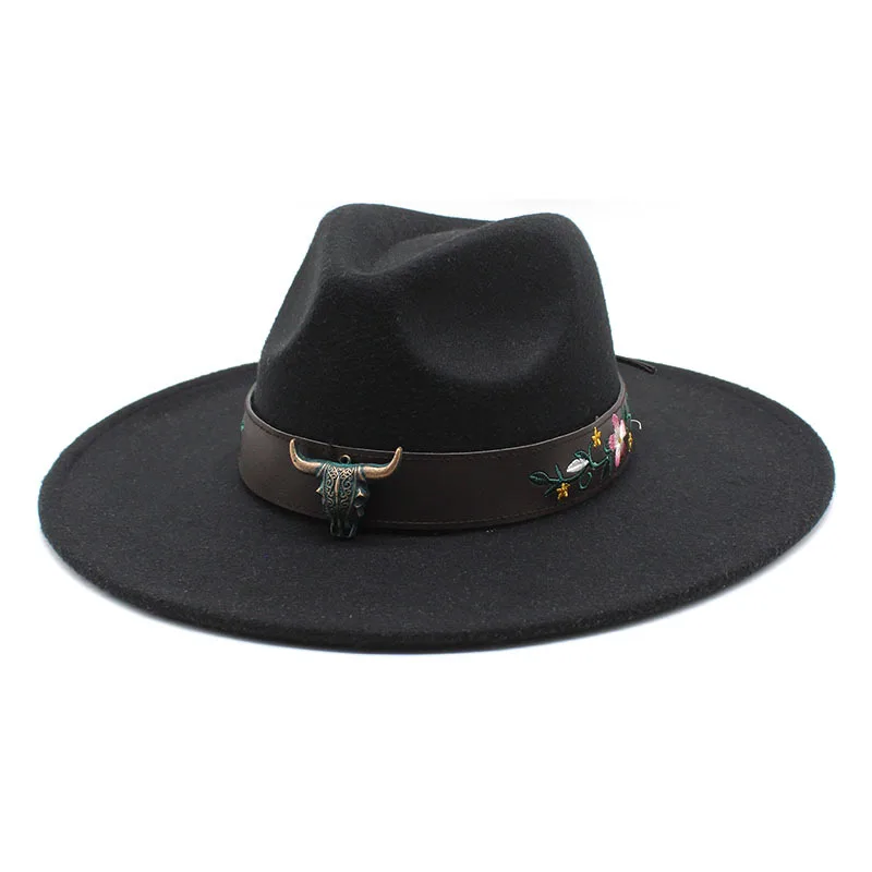 

Jazz Cowboy Hat Cross Border Hot Selling Outdoor Temperament Gentleman Solid Color Bull Bowler Hat For Men And Women