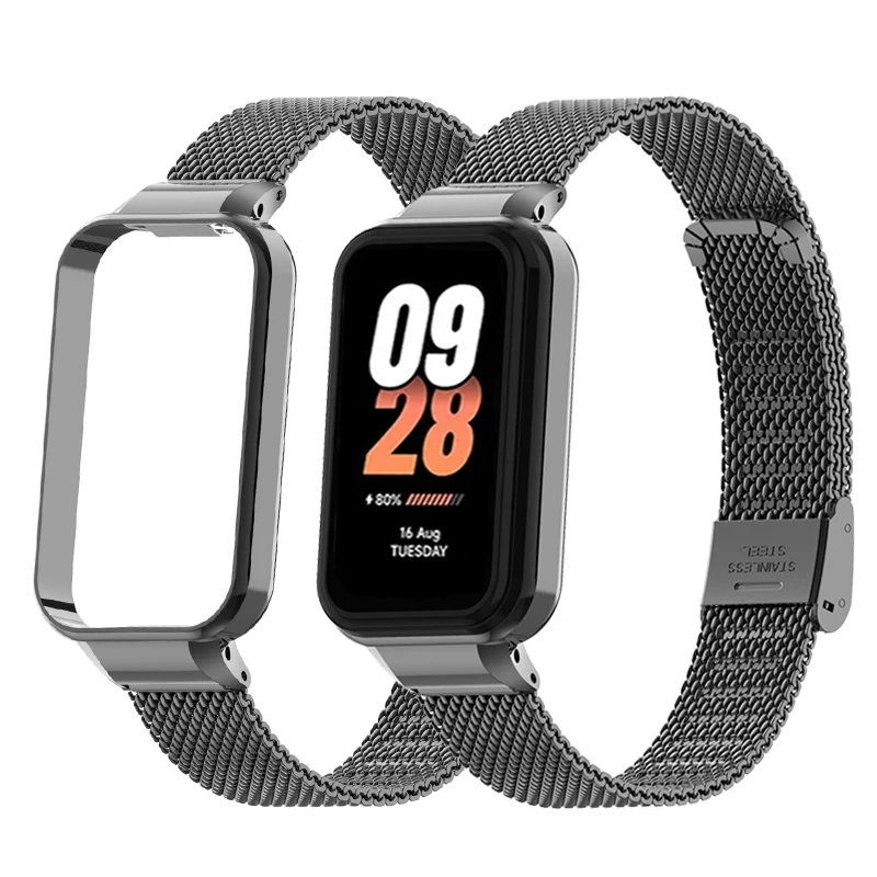 For Xiaomi Mi Band 8 Active Metal Strap Case Protector Wrist Band for xiaomi mi band 8 active Bracelets Protective Shell Cover