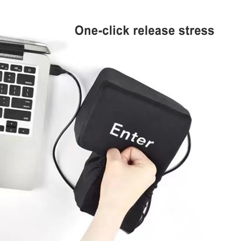 Big USB Enter Key Vent Pillow Soft Computer Button Return Key For OfficesDecompression Pillow Stress Relief Toy Enter Button