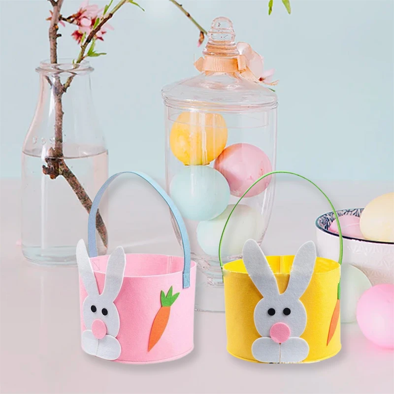 Easter Tote Bag, Cute Cartoon Rabbit Large Capacity Basket Top-Handle Bag Children Festival Present Bag