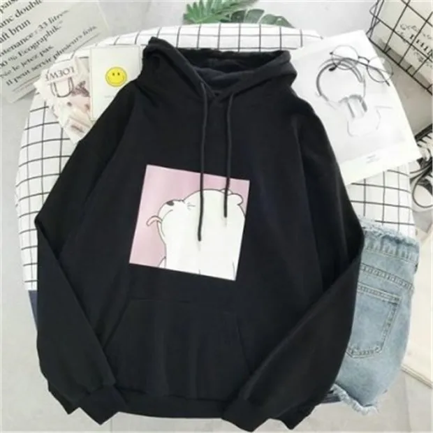 2026 New Style Little White Bears Hoodies Female Ulzzang Korea Women Hoddies Pullover Graphic Streetwear image 3