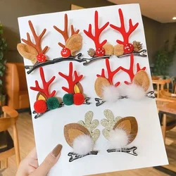 New Year Christmas Hair Pin Children Barrettes Bow Deer Santa Claus Kids Christmas Headwear Girls Kids Hair Accessories