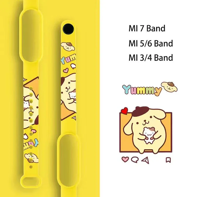 Sanrio Kuromi Girls Cartoon Strap per Xiaomi Mi Band 7 6 3 5 4 Kawaii Anime Cinnamoroll cinturino di ricambio braccialetto braccialetto