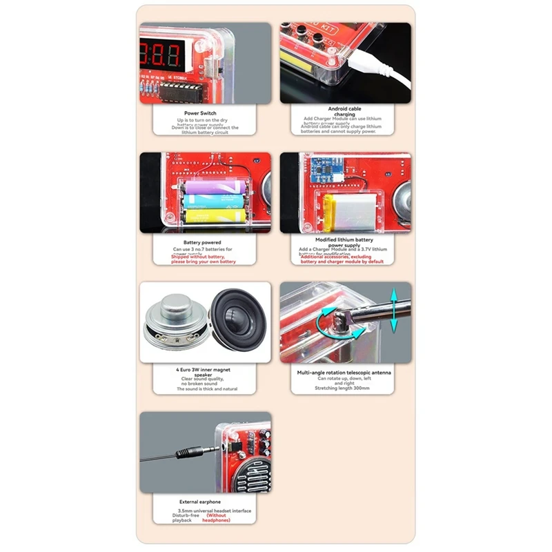 FM Radio DIY Kit Electronic Assembly Soldering Practice Kit 50-108 Mhz Receiver With LCD Display