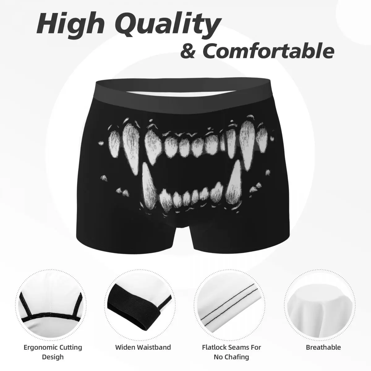 Boxer Underpants Shorts Wolf Teeth Panties Men Ventilate Underwear for Homme Man Boyfriend Gift