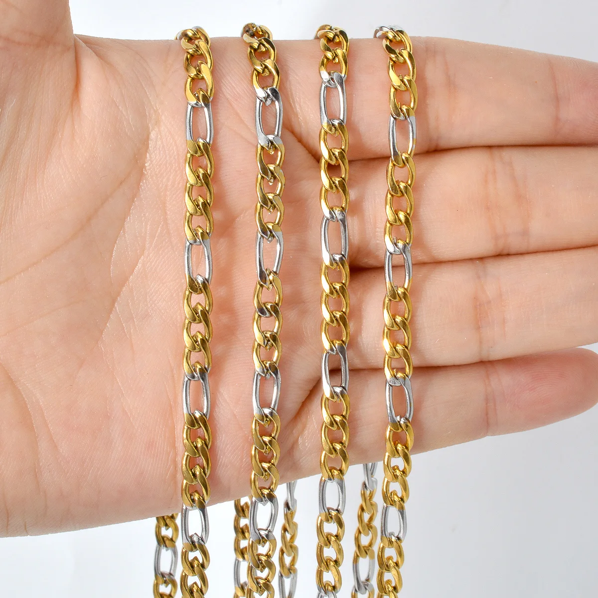 Vintage Stainless Steel Chain Necklace 4mm Silver and Gold Color Two Tone Choker Waterproof Never Fade Jewelry Gifts Wholesale