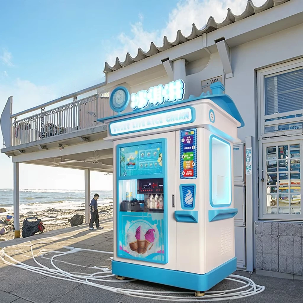 Wholesale Prices for Large Capacity Fully Automatic Vertical Soft Ice Cream Vending Machine Smart Touch Screen Business