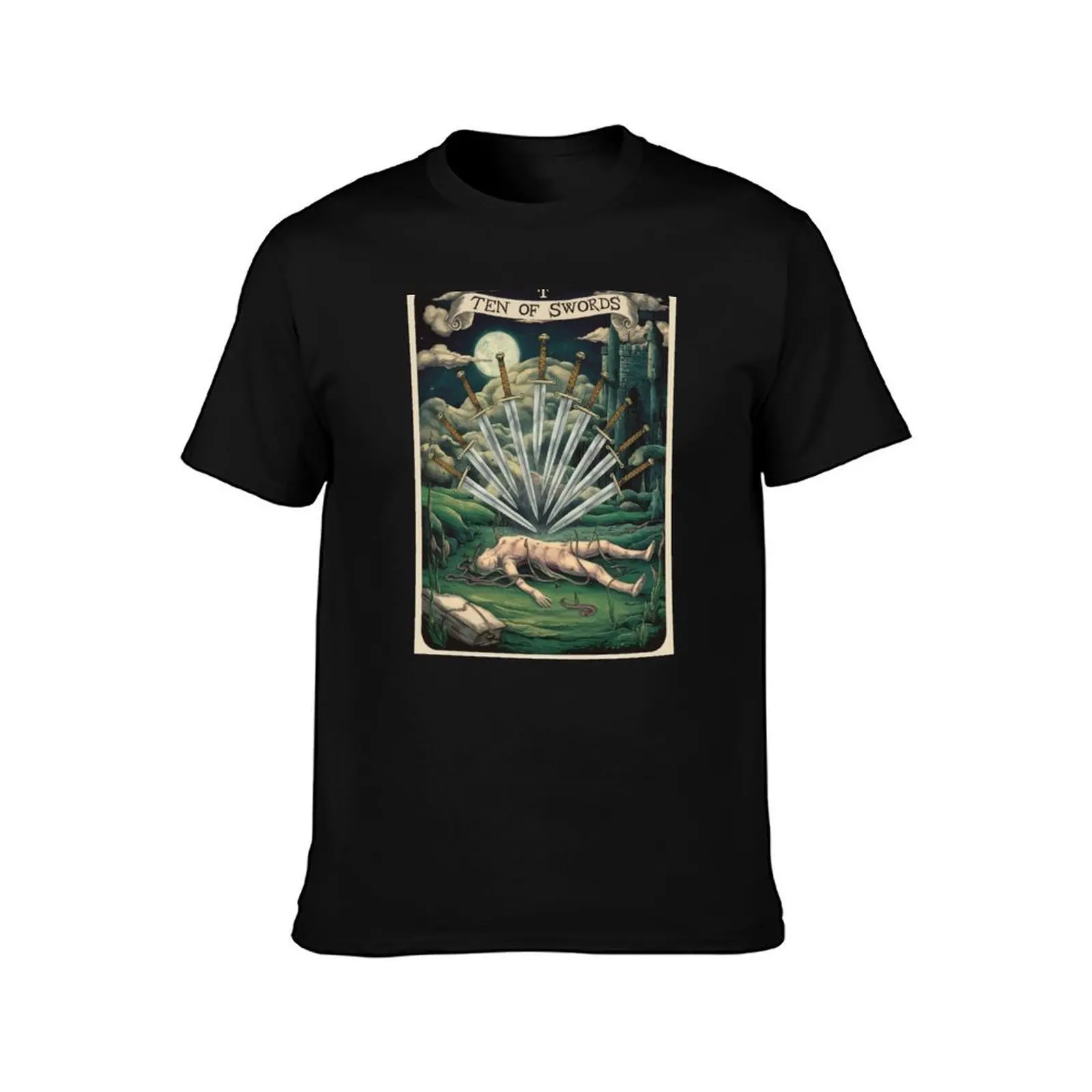 Tarot Card - Ten of Swords T-Shirt Casual Street Style Short Sleeve Tee T-Shirt
