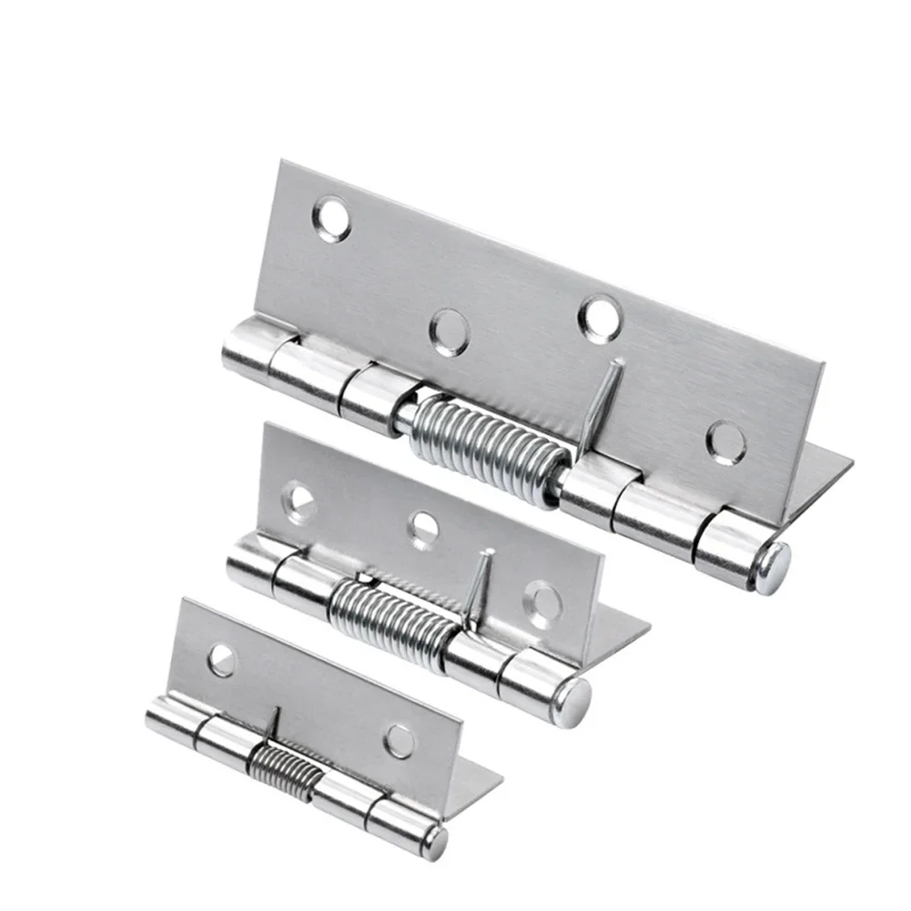 2pcs Self Closing Spring Door Hinge Stainless Steel Hinge For Cabinets Door Closer Automatic Rebound Hinge Furniture Hardware image 2
