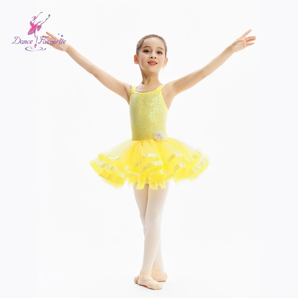 ชุดบัลเลต์เด็ก C26081 สีเหลืองประดับเลื่อม ชุดเต้นรำ ชุดแสดงบนเวที บัลเลต์ทูทู