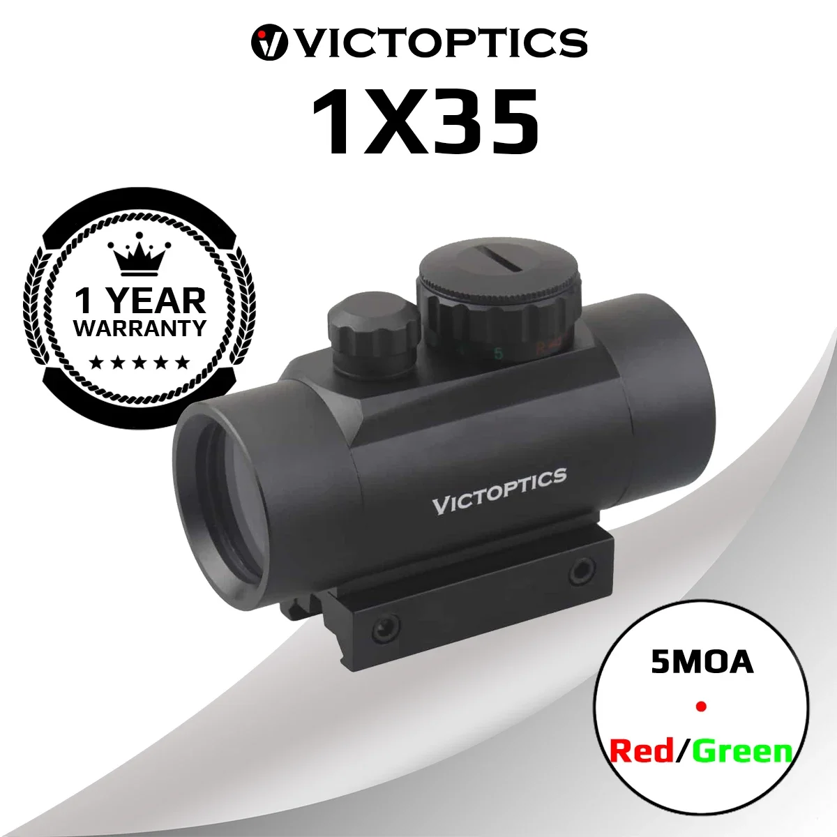 Victoptics-赤い点のスコープ,反射ビュー,コリメータ,銃に適合,エアソフト,5レベル,1x35