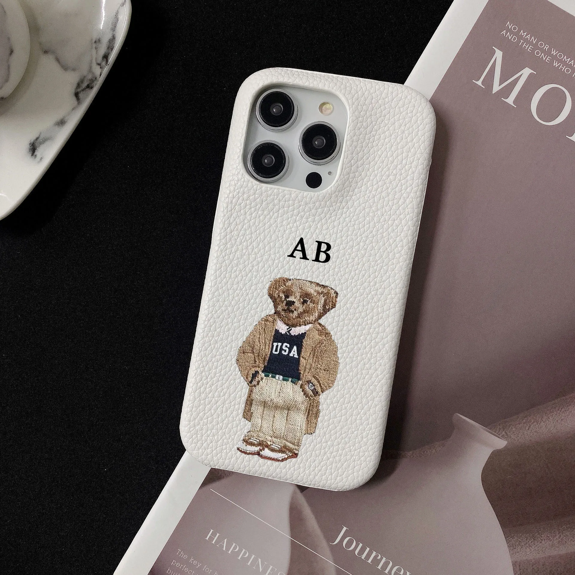 Personalized Customized Name Letter Leather Case For Iphone 15 16 pro max 14 13 Pro Max 12 Mini 11 kafr letters Luxury Covers