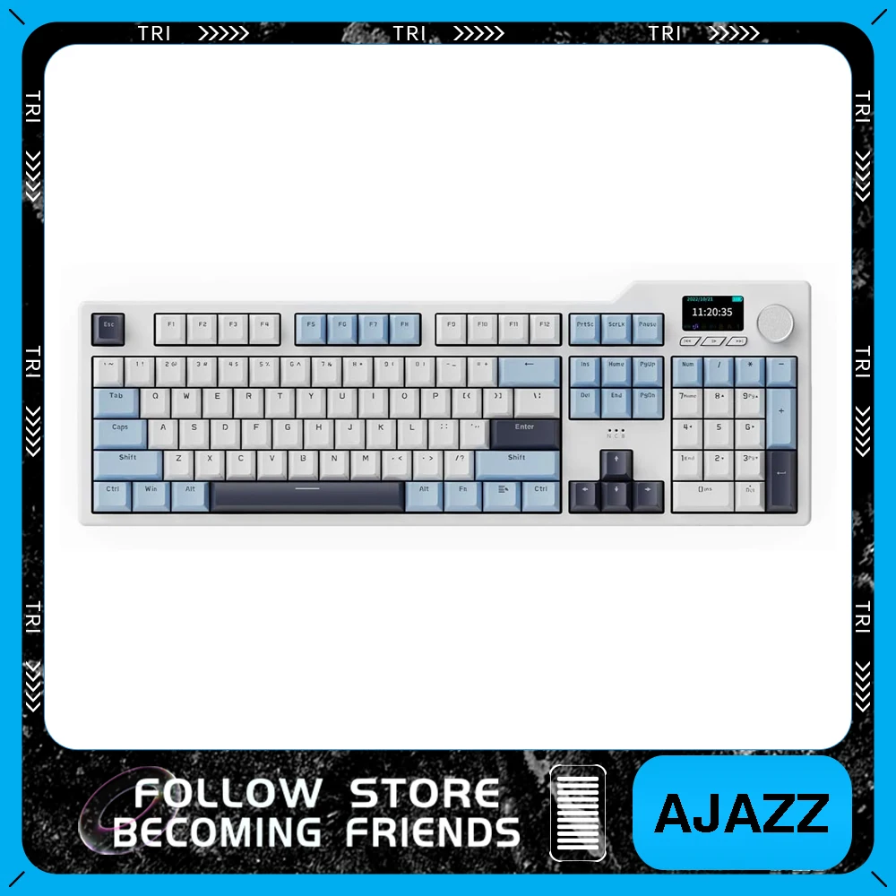 AJAZZ Ak35i V3 Mechanical Keyboard Wireless Customized Three-Mode Gasket Tft 2.4g Macro Keyboard for Gamer Office Computer Gifts