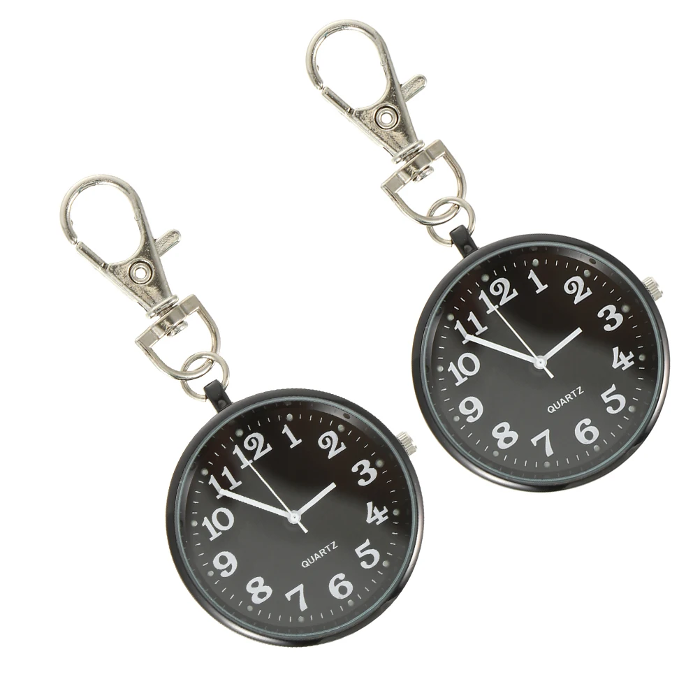 2 pçs quartzo pendurado grande dial relógios de bolso display digital chaveiro relógios para estudantes idosos enfermeiras portátil peito