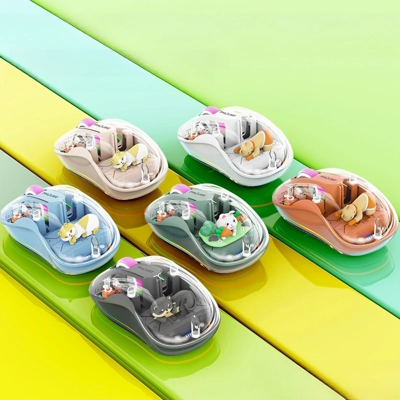 Mouse sem fio bluetooth triplo modo com boneca de gato magnético kawaii mouse recarregável design ergonômico mouse silencioso melhor presente