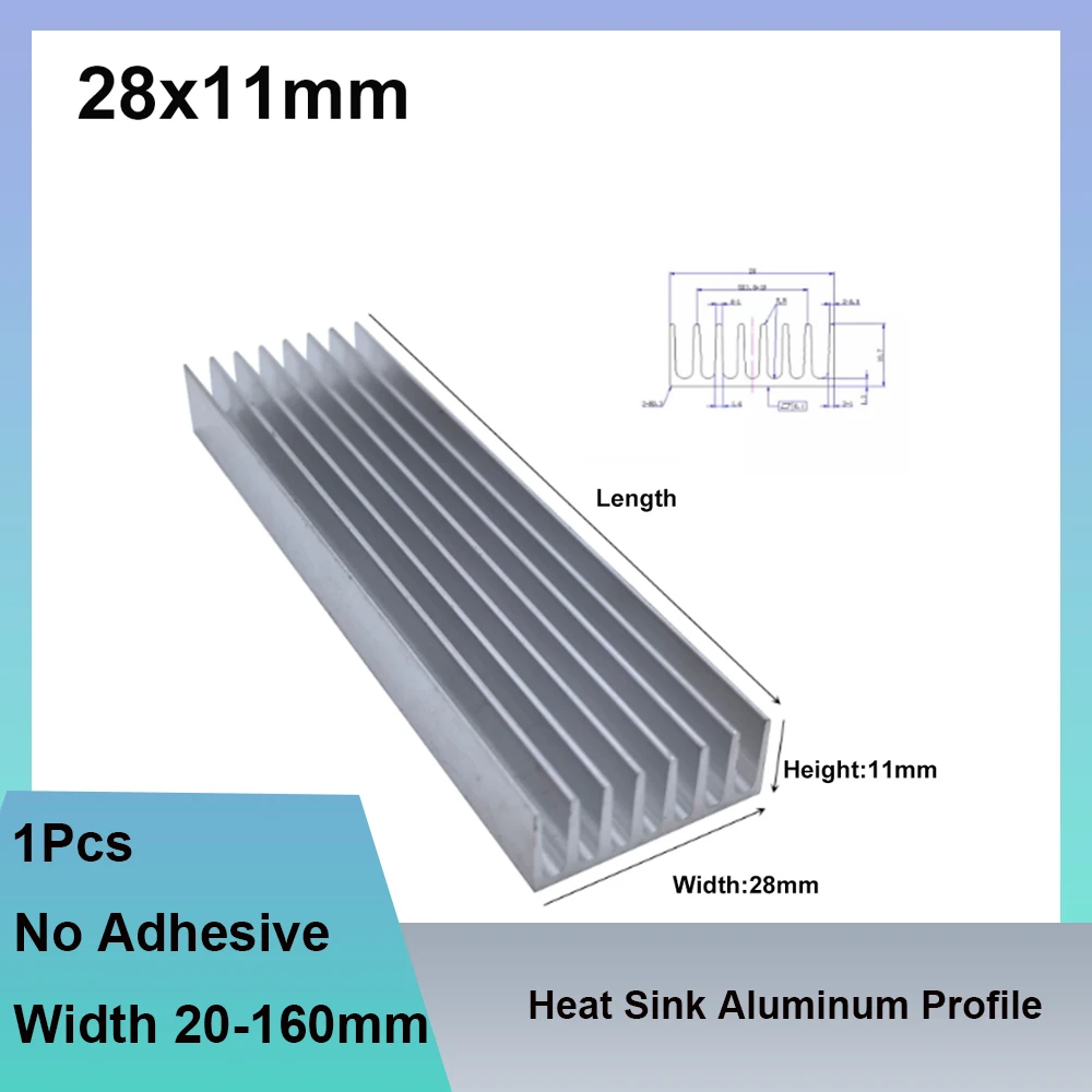 No Adhesive Heat Sink Aluminum Profile Cooling Cooler Motherboard Electronic Chip Easy Processing Heat Sink Width 20-160mm