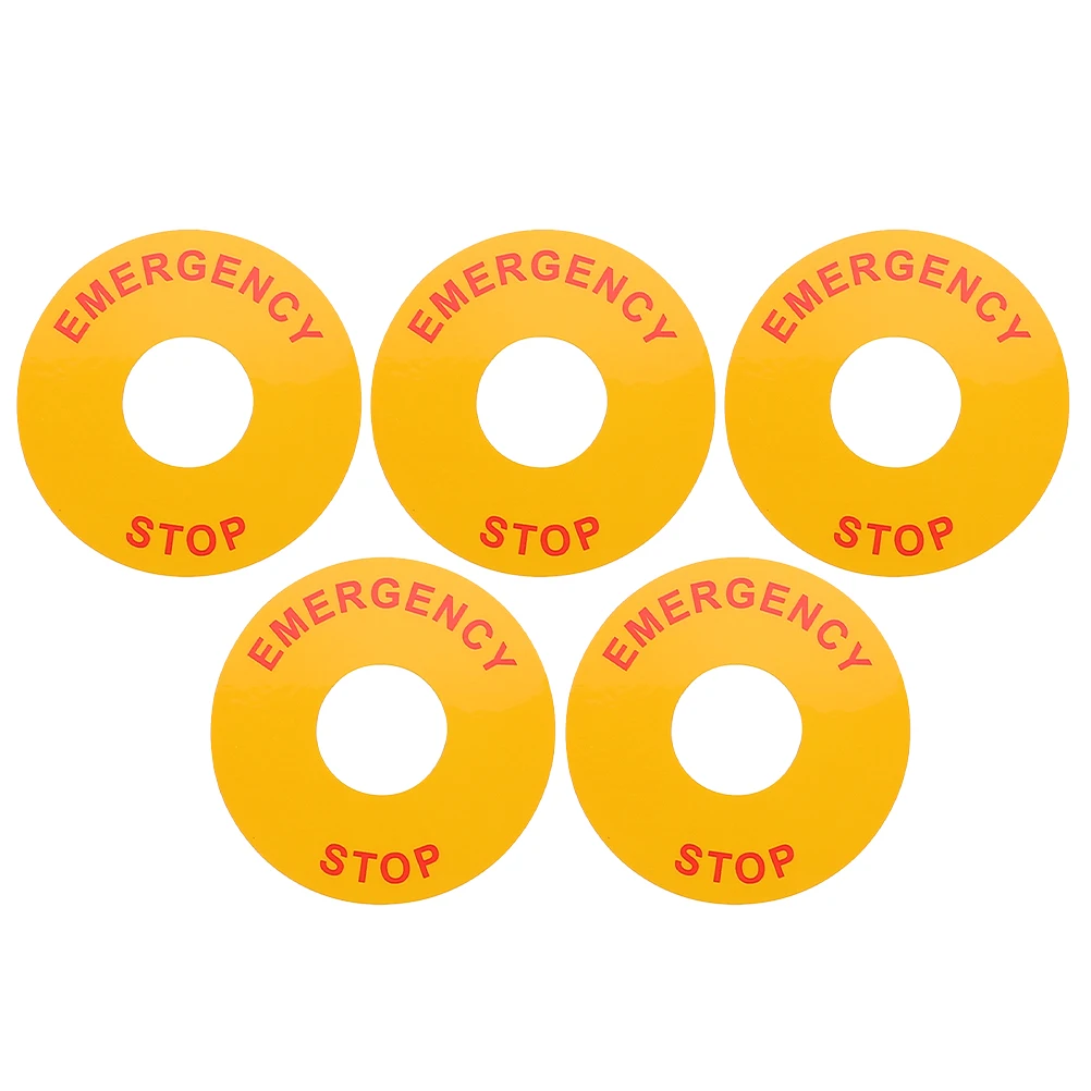 

5pcs Emergency Electrical Sticker Safety Signs Warning Labels Equipment Stop Tag Power Notice Decal PP Material High Visibility