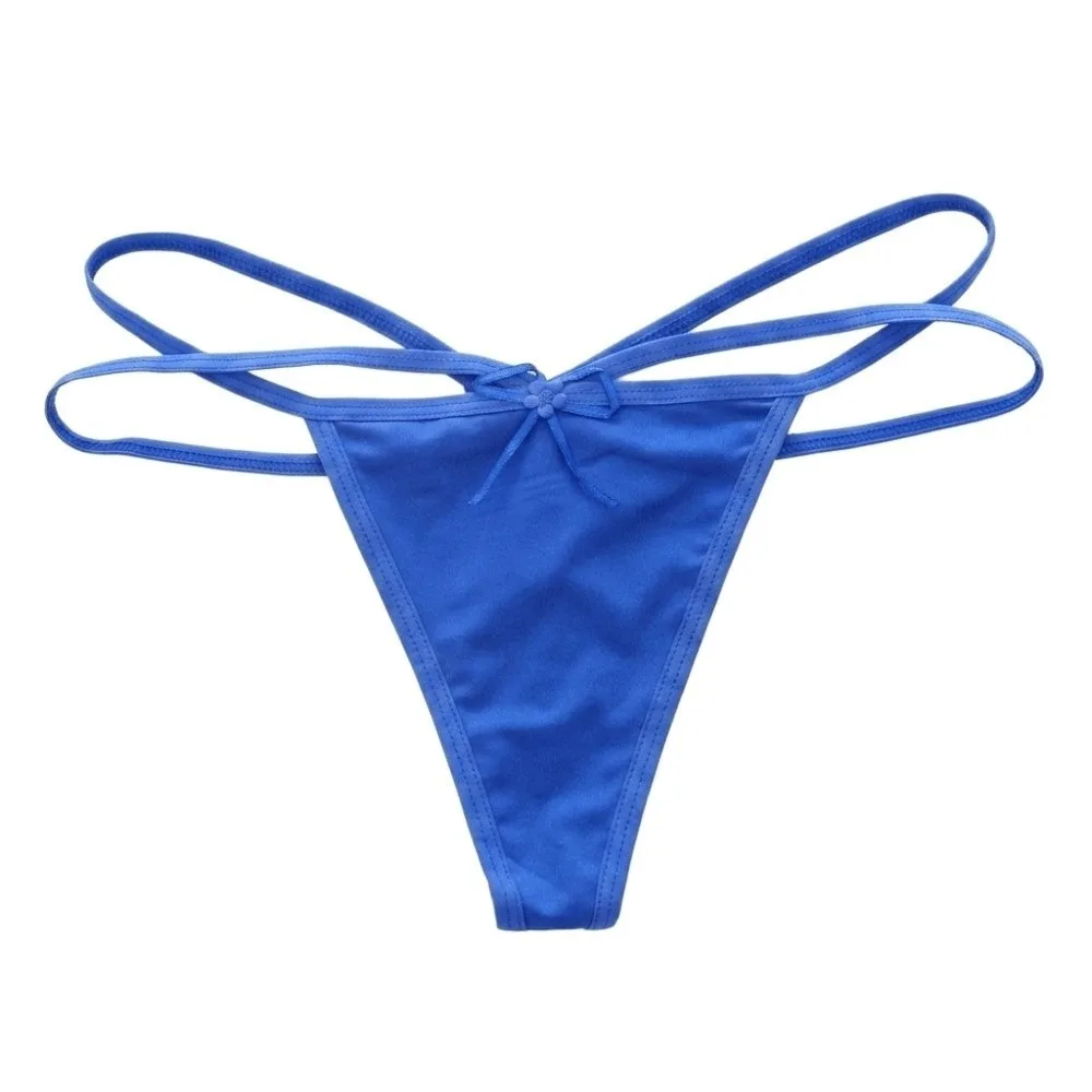 

Comfortable Cotton Crotch Strappy Thongs Traceless Solid Color Bow Briefs Low Waist Underpants T-back Panties Daily Wear