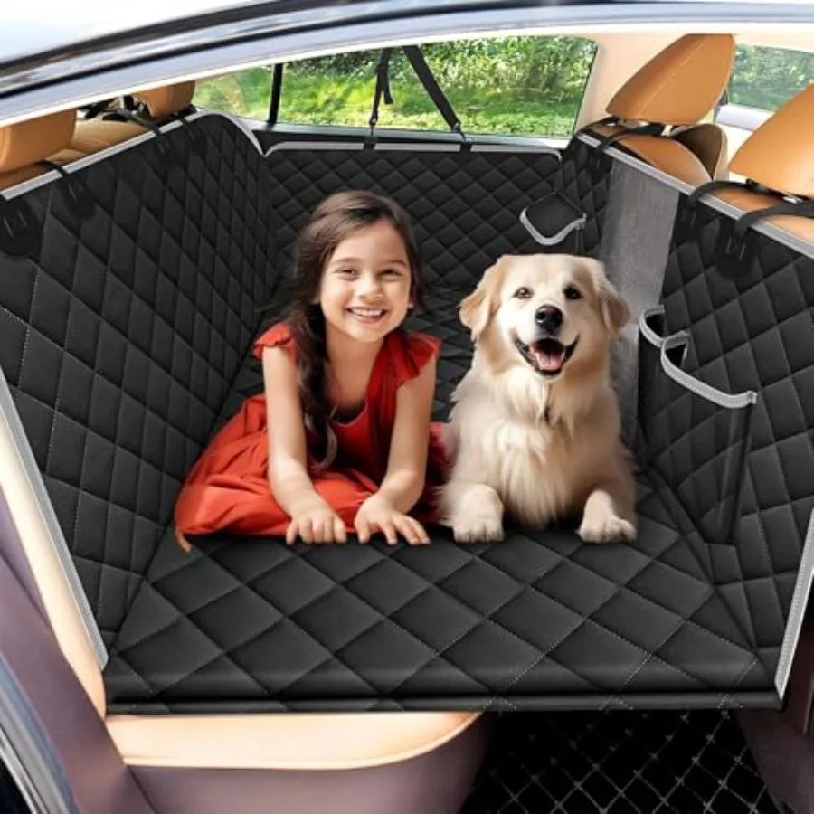 

Back Seat Extender for Dogs - Hard Bottom Dog Car Seat Cover Waterproof 400lbs Scratch Proof Pet Hammock with Side Protection a