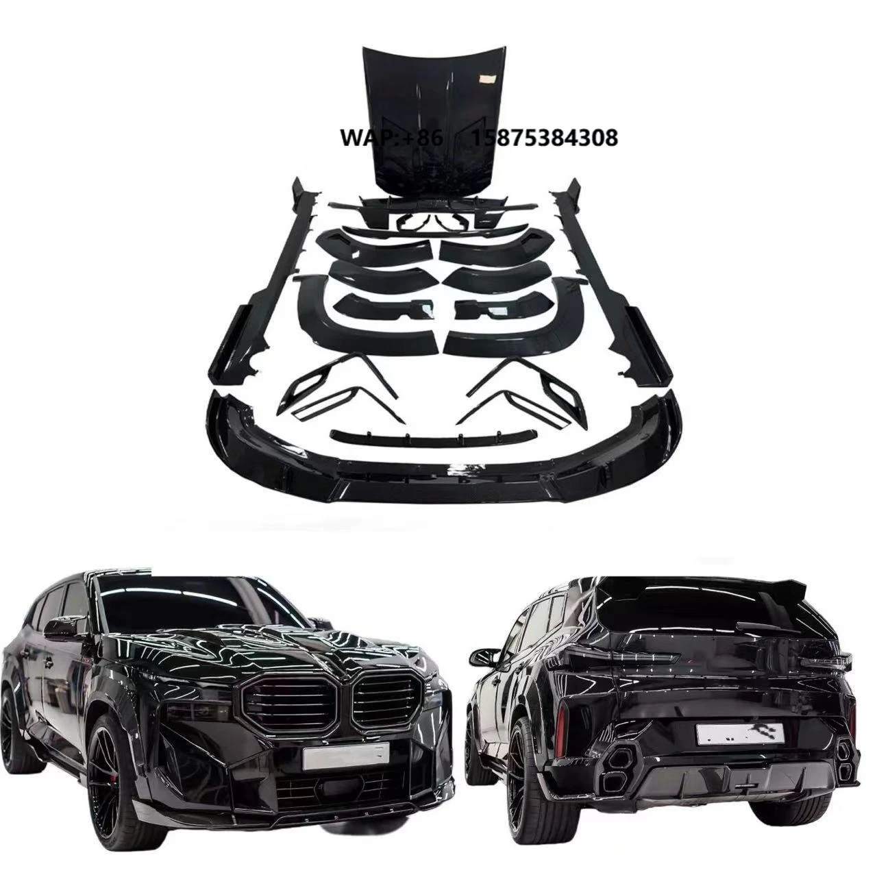 For  XM Carbon Fiber Widebody Kit XM Upgrades RNG-style Carbon Fiber Front Lip Diffuser Wheel Arch Spoiler Hood Wide Body