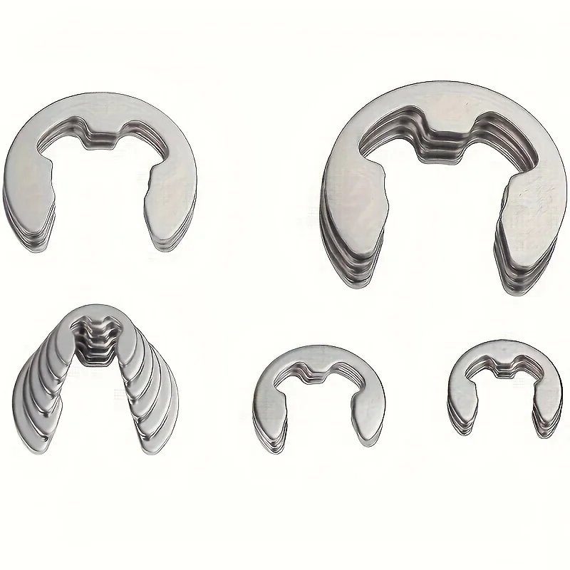 120pcs E-Type Locking Rings - Durable Steel Spring Retaining Washers for Industrial Applications, High-Quality Fastening Solutio