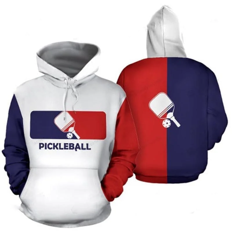 3D Printed Pickleball Hoodie For Men Clothing Casual Long Sleeve Pullovers Sweatshirt Outdoor Sports Streetwear Loose Hoodies