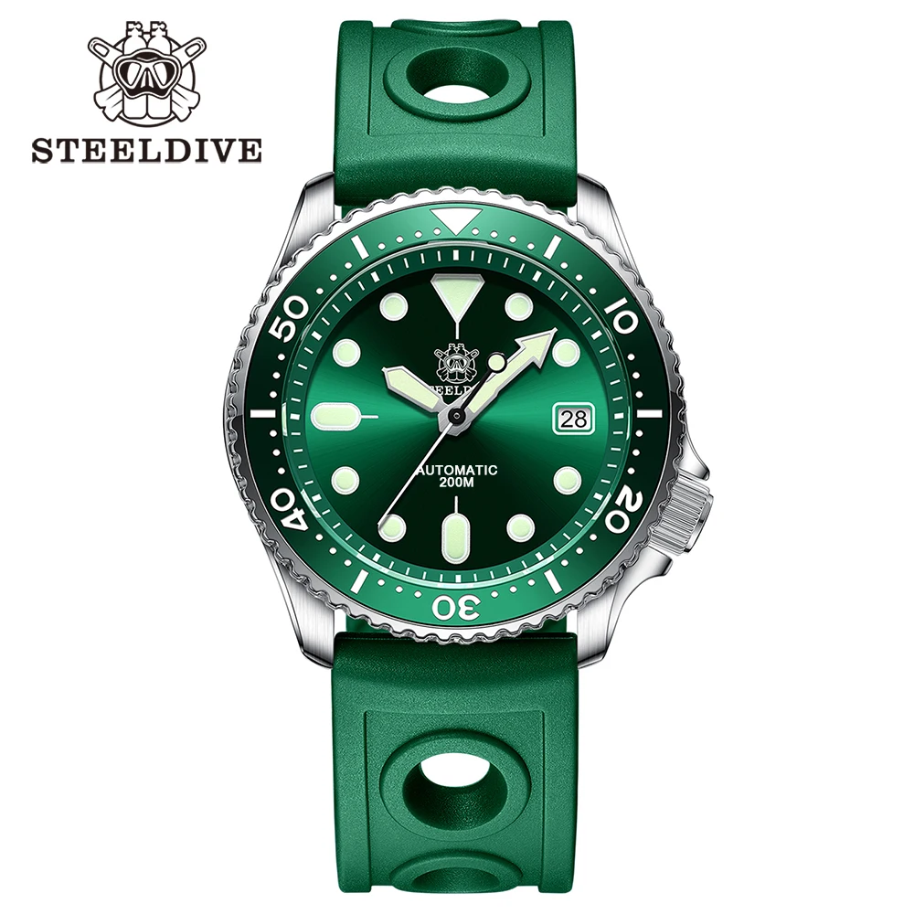 Mechanisch horloge voor heren STEELDIVE SD1973 Japan NH35 Automatisch uurwerk Keramische bezel 200M Waterdicht Klassiek Duik Kleine Abalone
