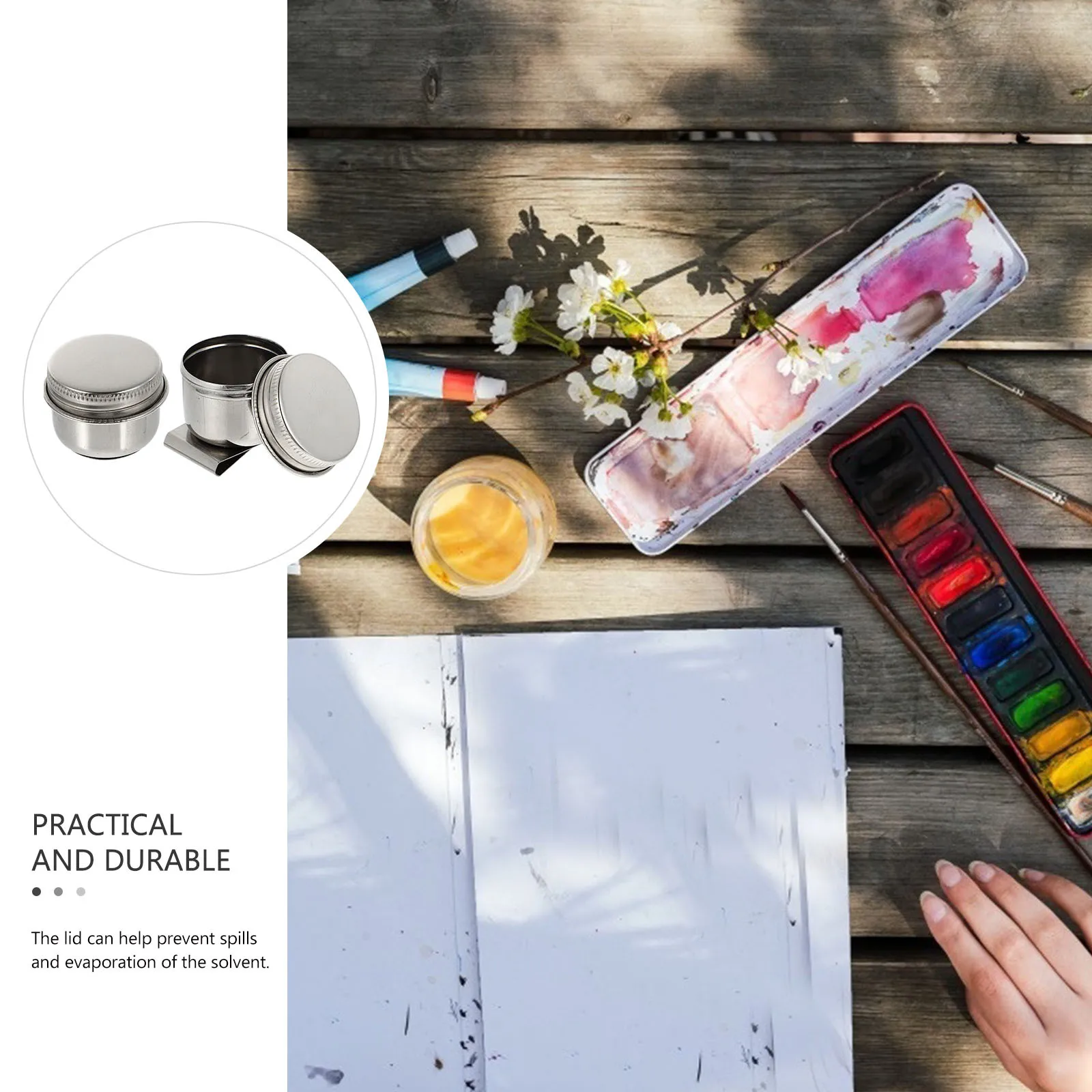 

2 pcs Stainless Steel Brush Washing Pot Portable Paint Brush Washer For Oil Watercolor Painting Artist Tool Container School