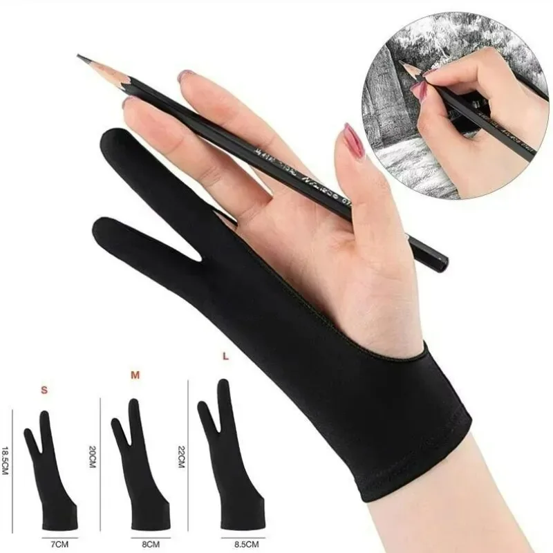 1/4pc Black Two Finger Drawing Glove Anti Dirty Fiber Mitten Painter Left Right Hands Universal Anti Touchscreen Painting Gloves