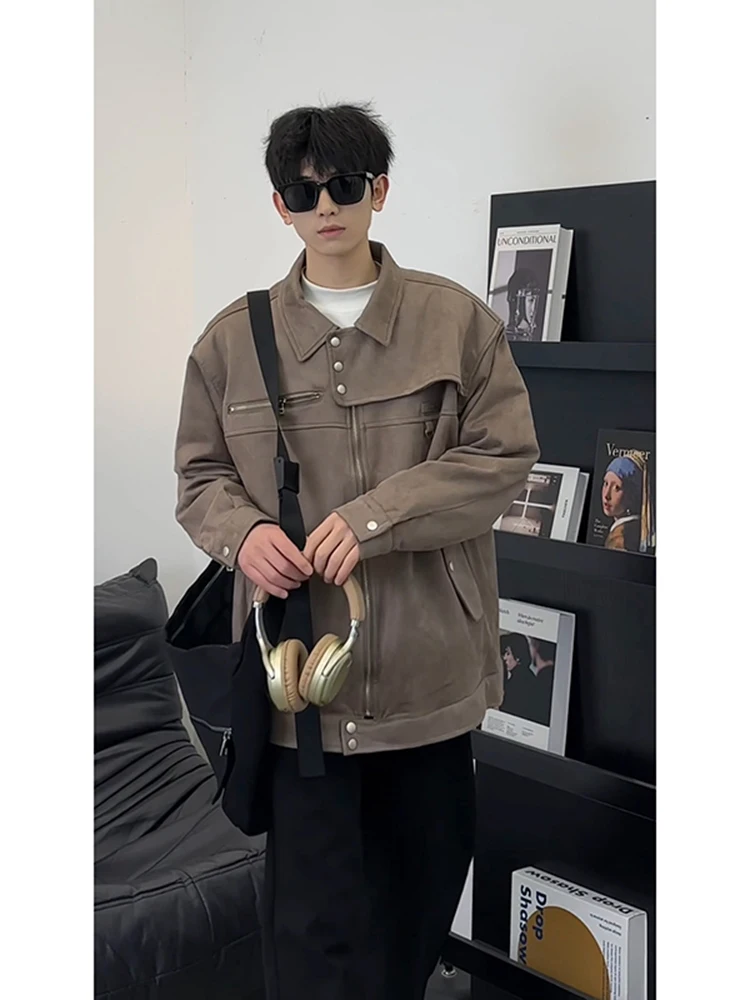 

ort Padded oulder Bomber Jaet Men's Trendy High-End Feeling Cool American Retro Zipper Baseball orm Polyester Fiber