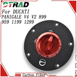 Carbon Fiber Petrol Fuel Filler Cover For DUCATI PANIGALE V4 V2 2025 2026 899 959 1199 1299 With Key Lock Gas Oil Tank Plug Cap