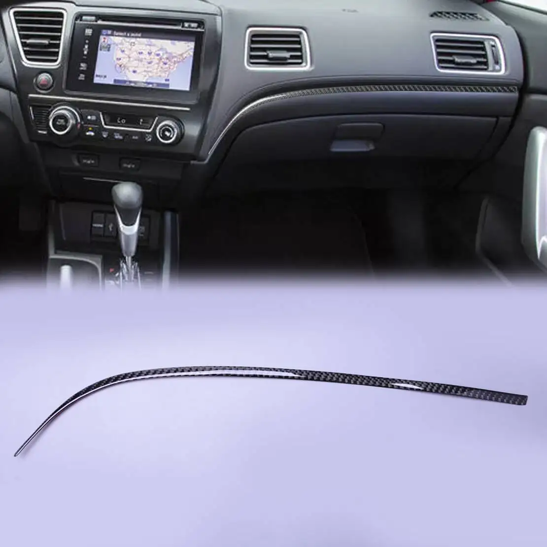 Car Interior Passenger Side Dash Strip Trim Cover Fit For Honda Civic LX EX-L EX Si Coupe 2013-2015 Left Hand Drive Carbon Fiber