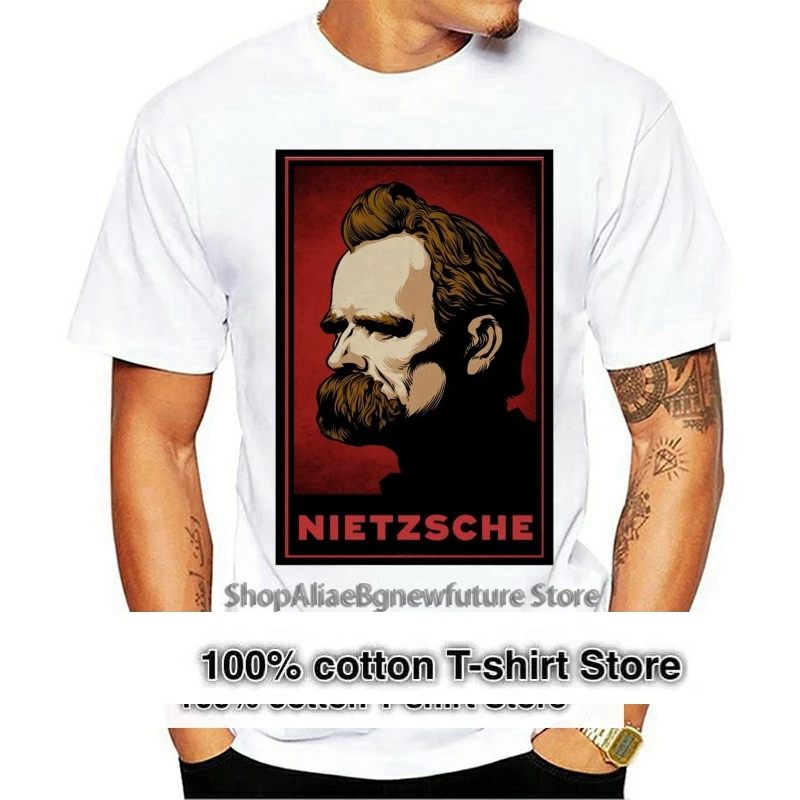 100% cotton o-neck men t shirt custom printed t-shirt Nietzsche Print women tshirt