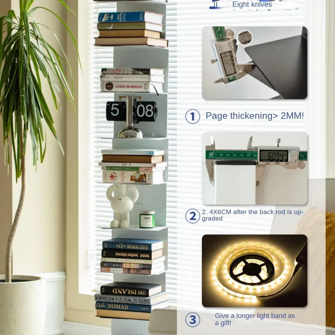 Cross borderLiving Room Invisible Shelves Floor Iron Small Bookcase Living Room Corner Creative Wall Desk Storage Rack
