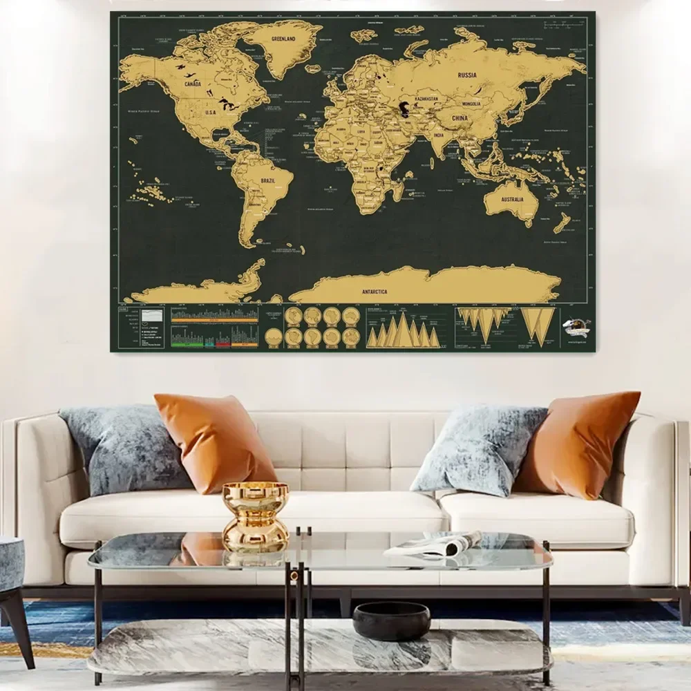 Deluxe Travel Scratch Maps with Detailed Country, Cities, Landmarks - Exquisite Globe Scratch Off Maps in Watercolour For Gift 0