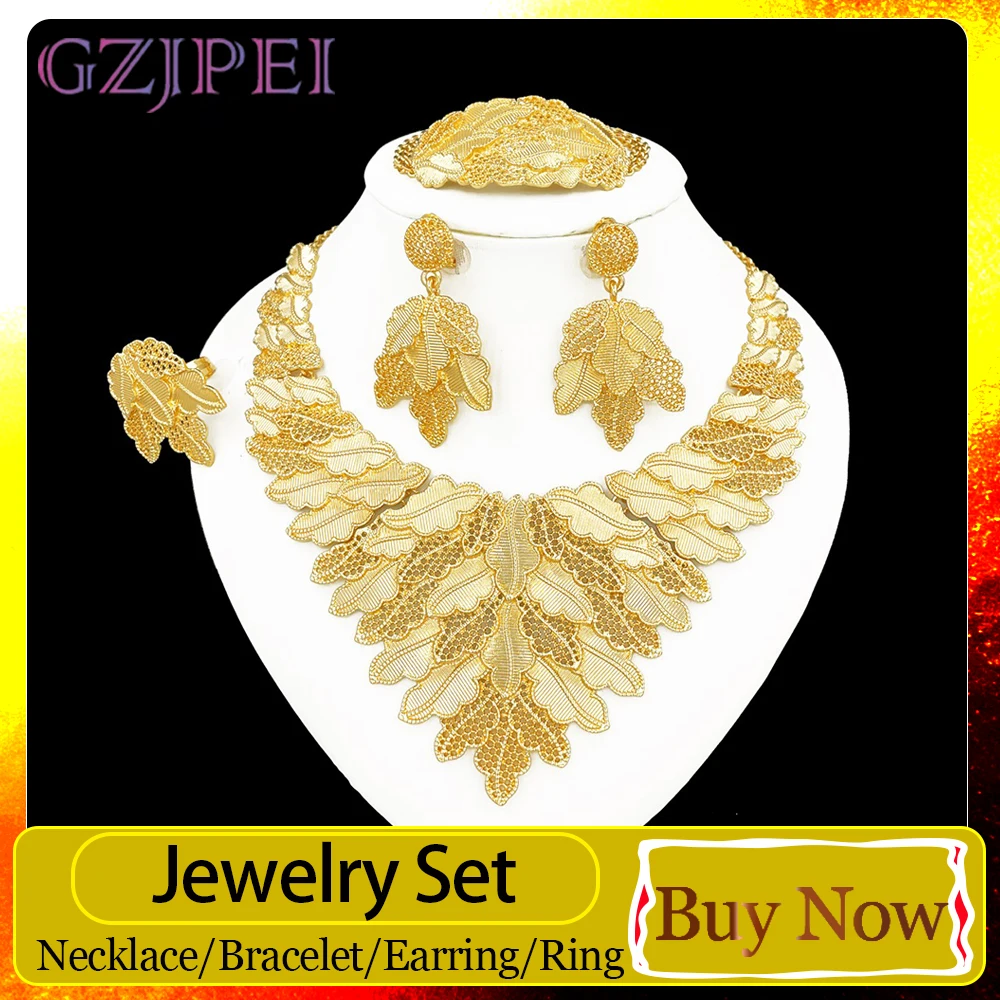 

GZJPEI Women Wedding Jewelry Set Hight Quality 18K Gold Color Leafs Shape Jewellery Accessories For Lover Birthday Gifts 2026