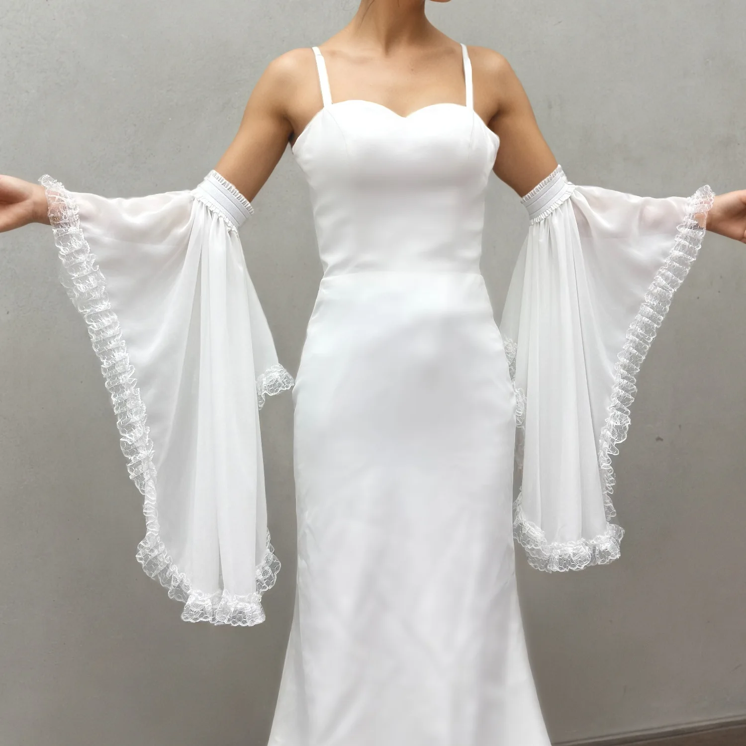 Elegant Chiffon Oversleeve for Women Accessories Detachable Long Arm Sleeves Decoration