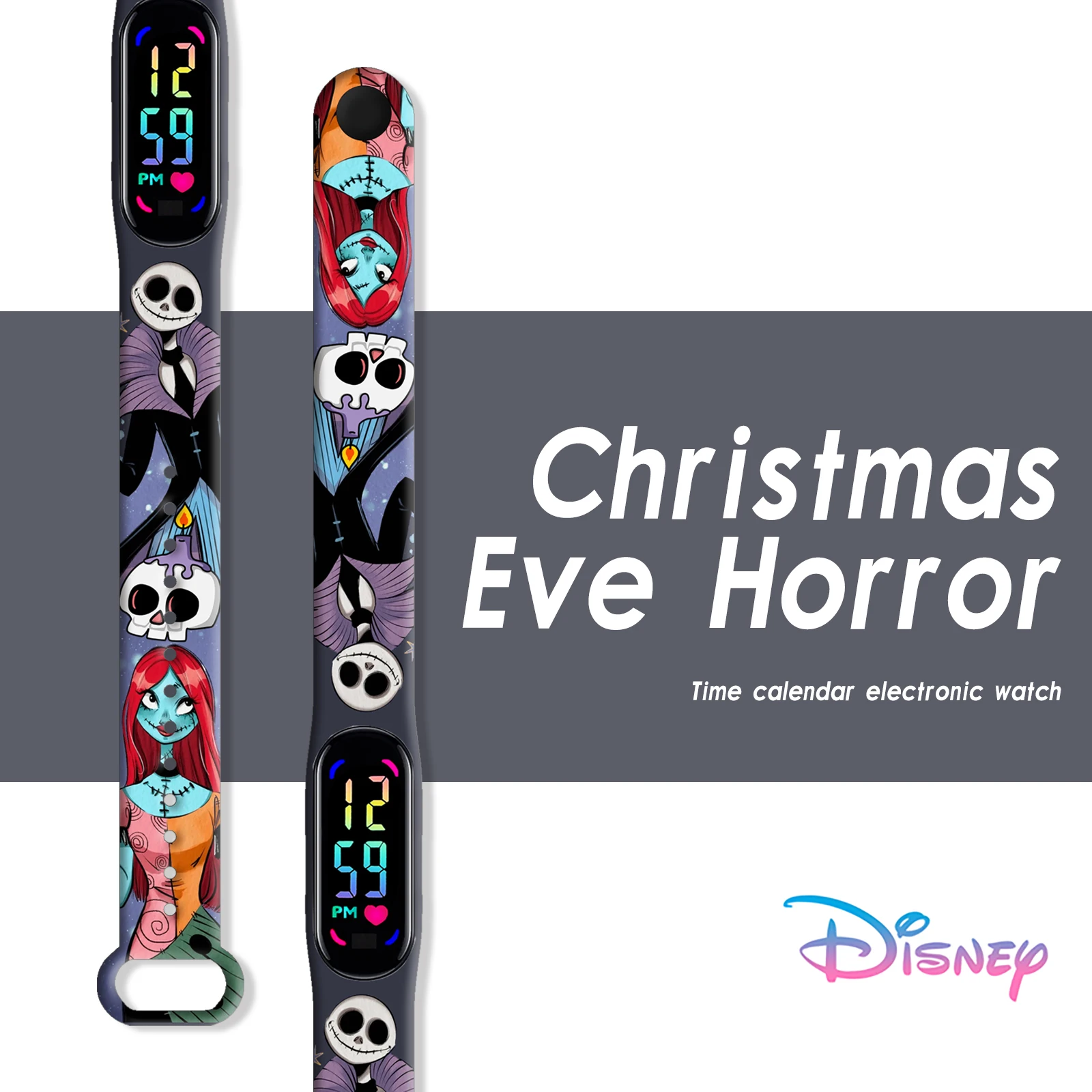 

Jack & Sally Halloween Printed Band for Xiaomi Mi Band 10, Slim Soft Silicone Replacement Strap Watchband Wristband Accessories