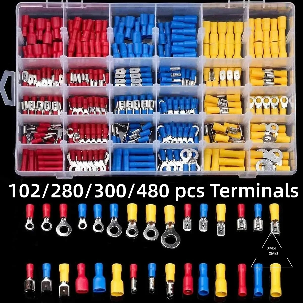 

XMSJ 280PCS Wire Connector Kit Male Female Insulated Terminals Cold Crimp Terminals Assorted Crimp Terminals Spade