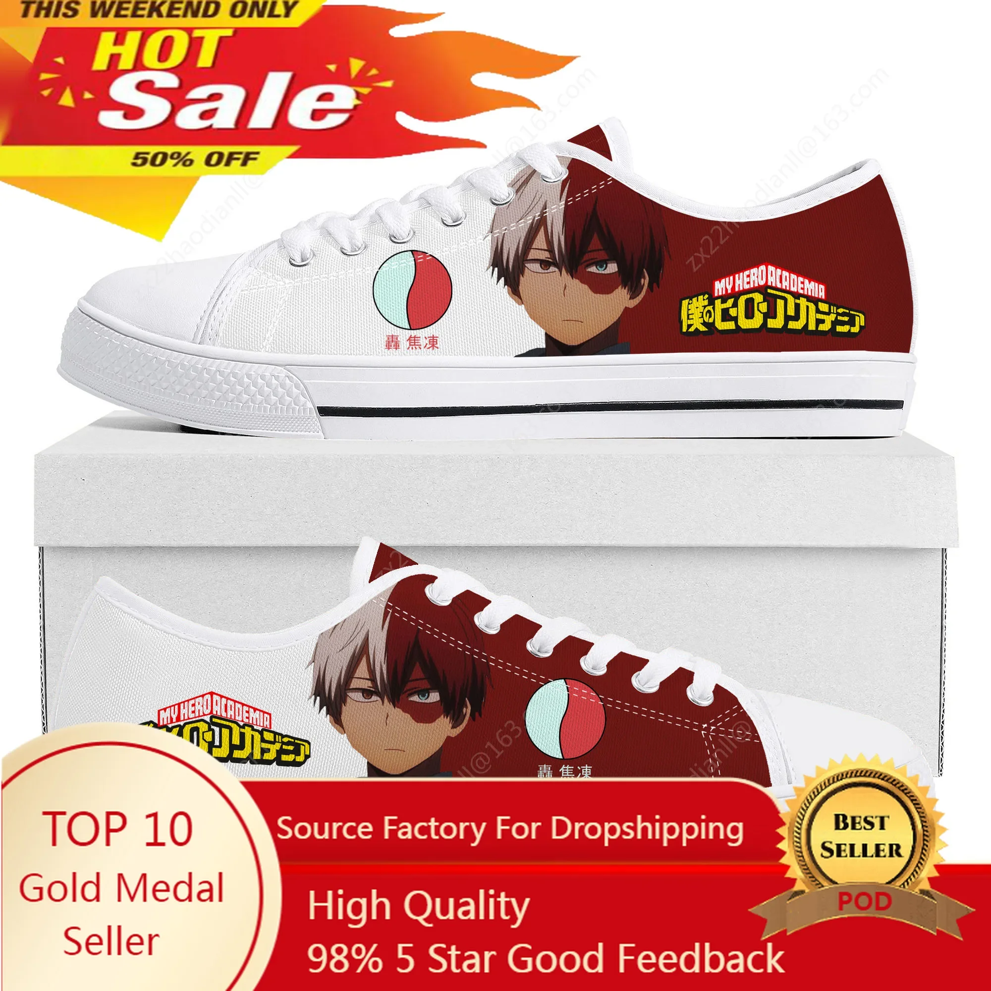 

Shoto Todoroki My Hero Academia Low Top Sneakers Mens Women Teenager High Quality Canvas Sneaker Custom Shoe Casual Couple Shoes