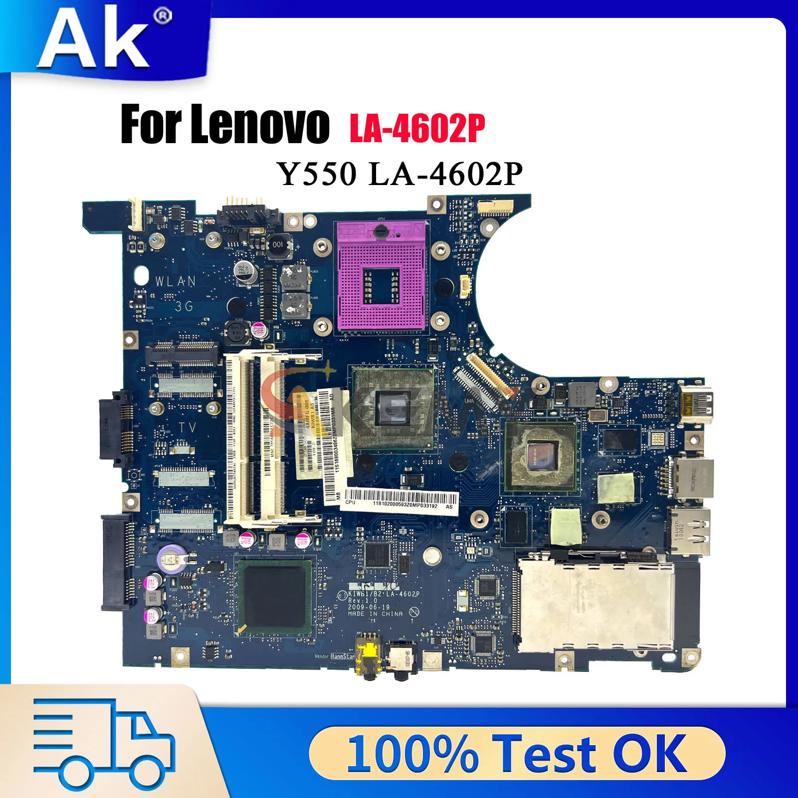 

LA-4602P для ноутбука Lenovo Y550, материнская плата с PM45 DDR3 и GT240M, 1 ГБ, 100% протестировано, ОК