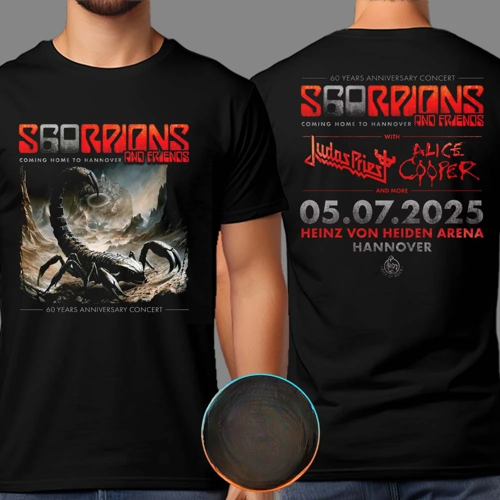

Rock Anniversary Creative - Fan's Crew Neck T - Shirt with Band Icon & Scorpion Elements & Music Identity for Followers