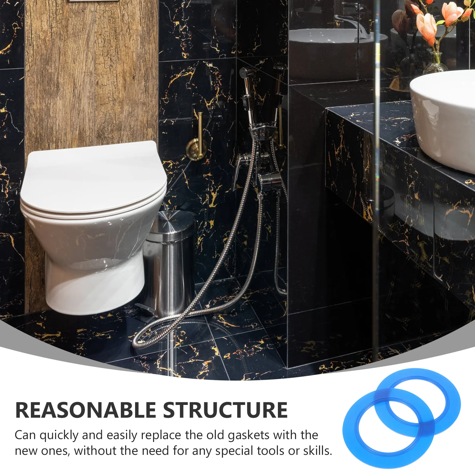 

2Pcs Silicone Seal Replacement for Toilet Tank Fill Seal Leakproof Durable Toilet Parts Repair Kit