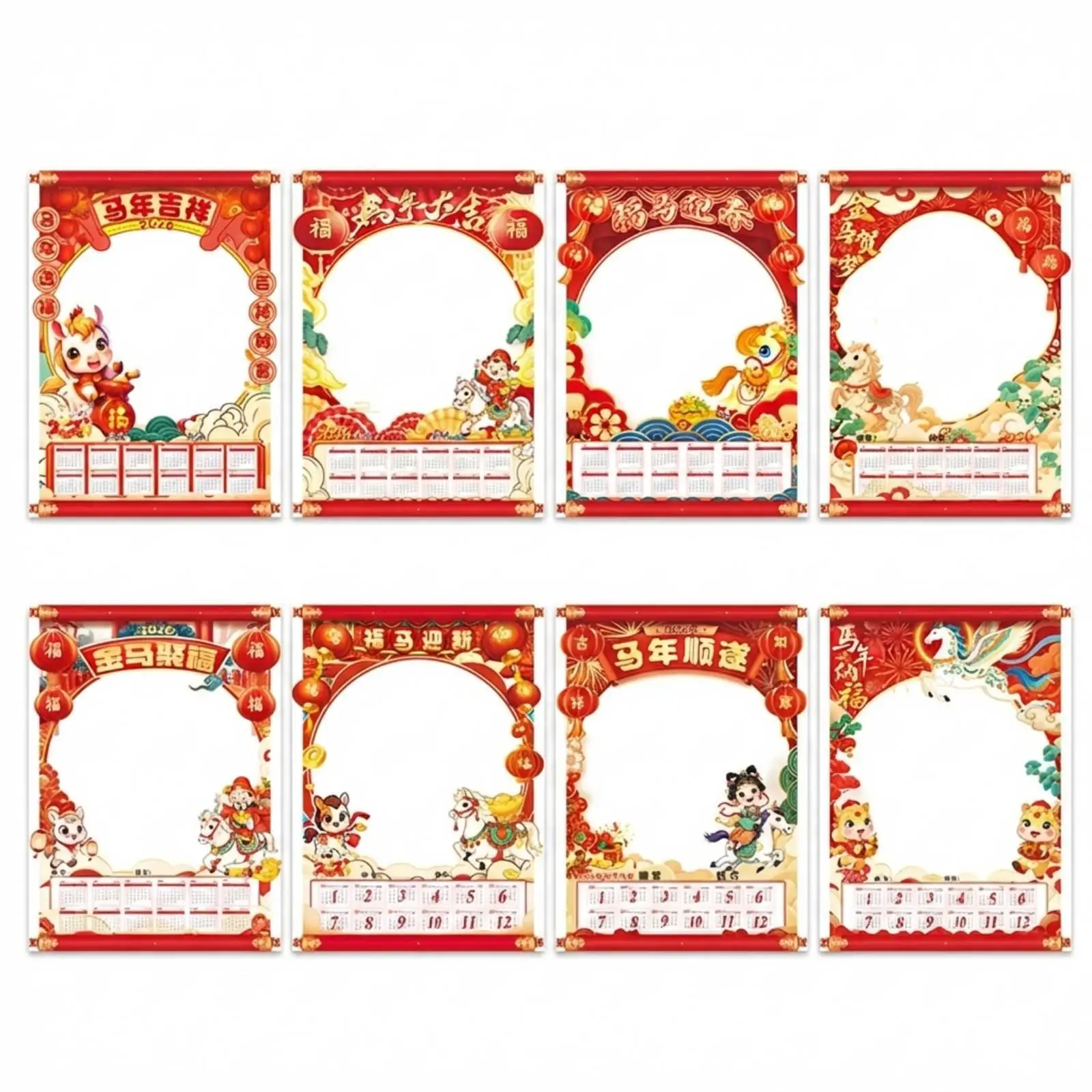 2026 Year of the Horse Wall Calendar, Kids Chinese Style, Spring Festival, Creative Hand-Drawn Doodle