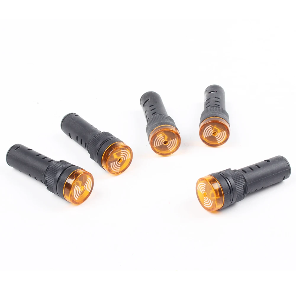 1pc黄色AD16-16SM 12v 24v 110v 220v 16ミリメートルフラッシュ信号赤色ledアクティブブザー音アラームインジケータ